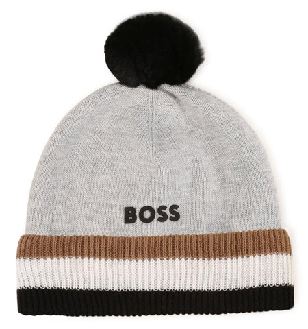 Boss, Hats, Boss - Boys grey bobble hat