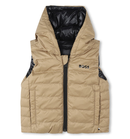Boss, Gilets, Boss - Reversible down gilet with hood, black / taupe