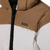 Boss, coats, Boss - Padded jacket, Tan/white/black