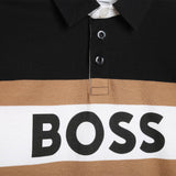 Boss, Long sleeved polo Tee shirts, Boss - Long sleeved polo Tee, black/Tan/White