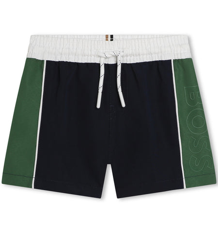 Boss, Shorts, Boss - Navy and green toddler shorts, 18m - 3yrs