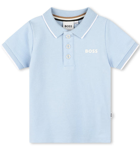 Boss, T-shirts, Boss - Light blue polo T-shirt with white trim, 12m - 3yrs
