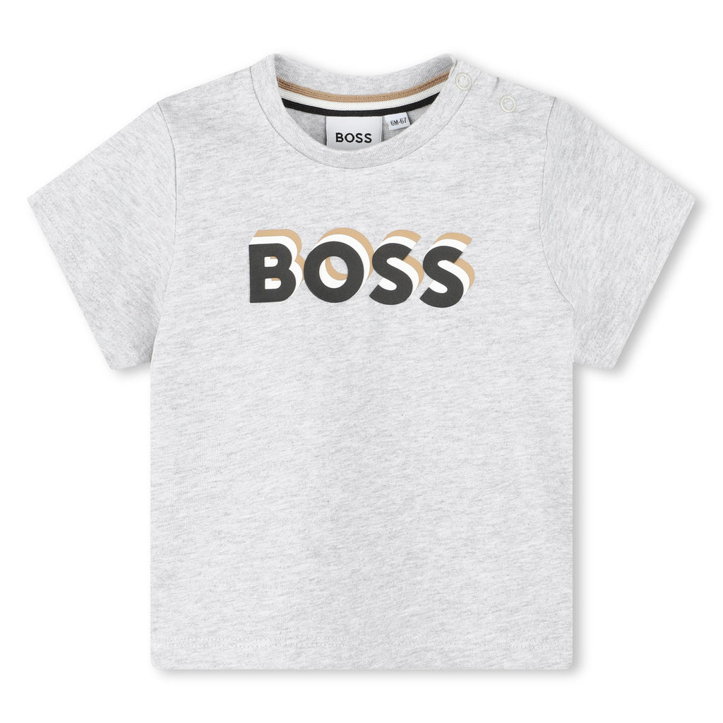 Boss, T-shirts, Boss - Crew neck grey T-shirt, 12m - 3yrs