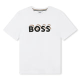 Boss, T-shirts, Boss - Crew neck, White T-shirts with BOSS front print