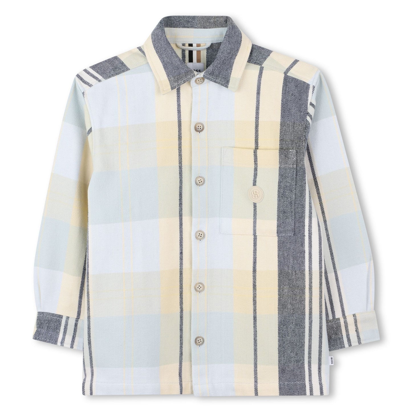 Plaid shirt with a collar on a white background