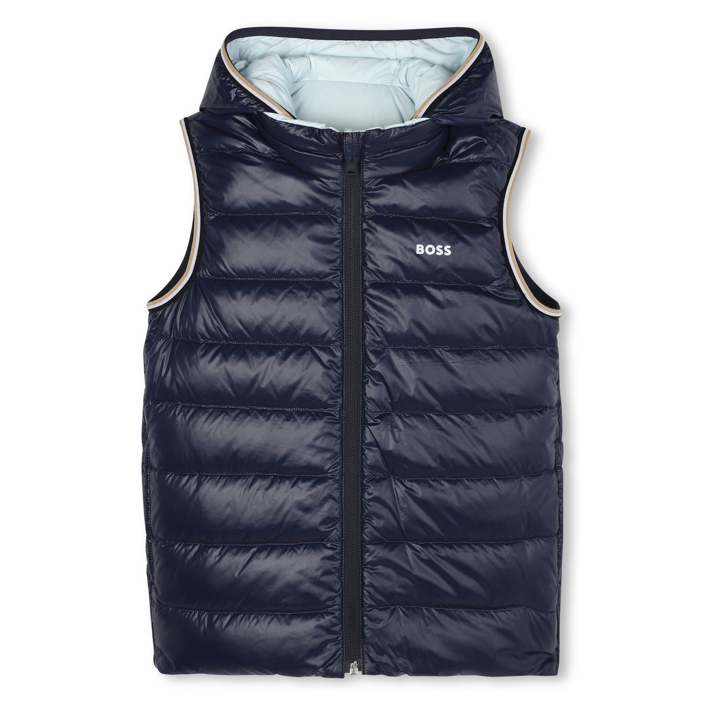 Boss - Pale blue reversible hooded  padded gilet