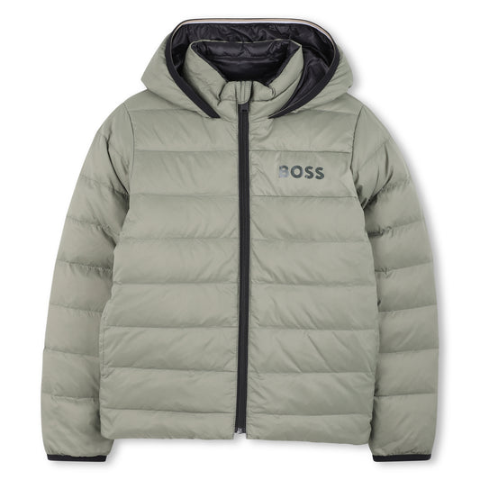 Boss - Green reversible hooded padded jacket
