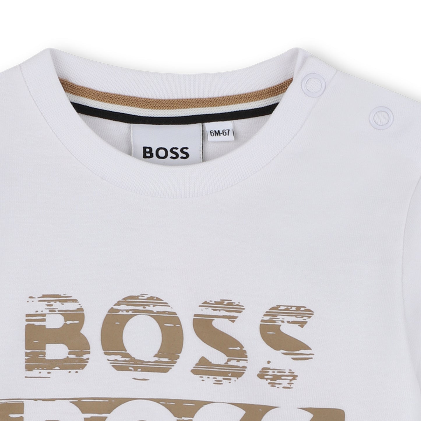 Boss - White long sleeved T-shirt, Boss front print. 2yrs -3yrs)