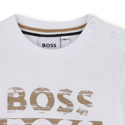 Boss - White long sleeved T-shirt, Boss front print. 2yrs -3yrs)