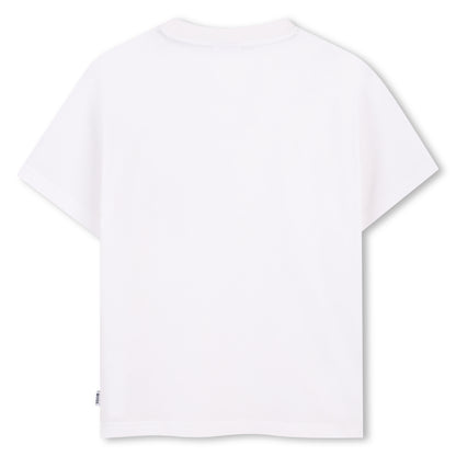 Boss - White crew neck T-shirt, embroidered chest pocket detail