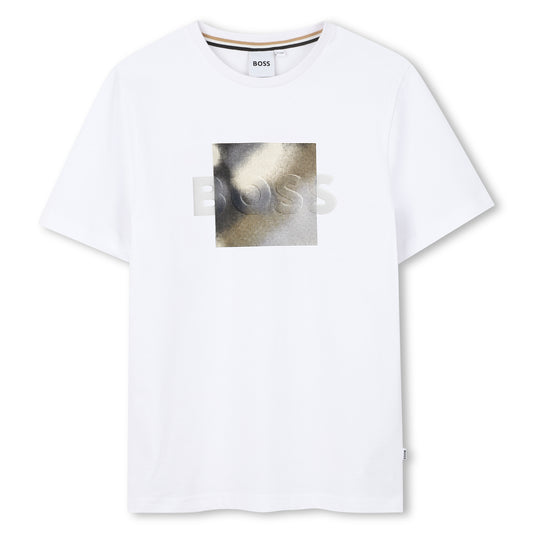 Boss - White crew neck T-shirt, pixel