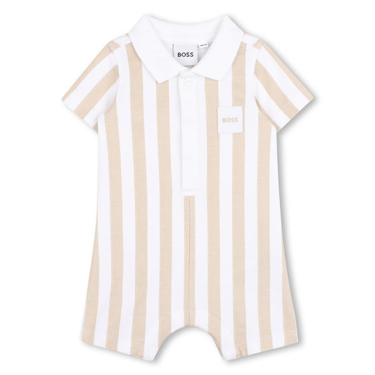Boss - Baby romper, white and beige striped