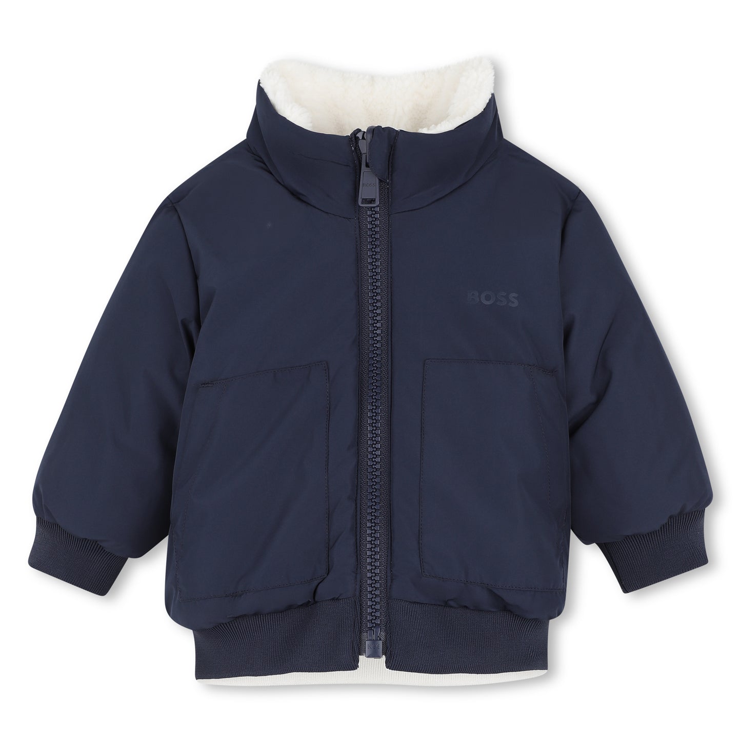 Boss - Zip fleece, reversible, navy and cream (toddler)