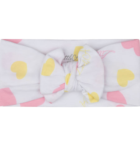 Little A, Headbands, Little A - White headband with pink and lemon heart print, Jeanie