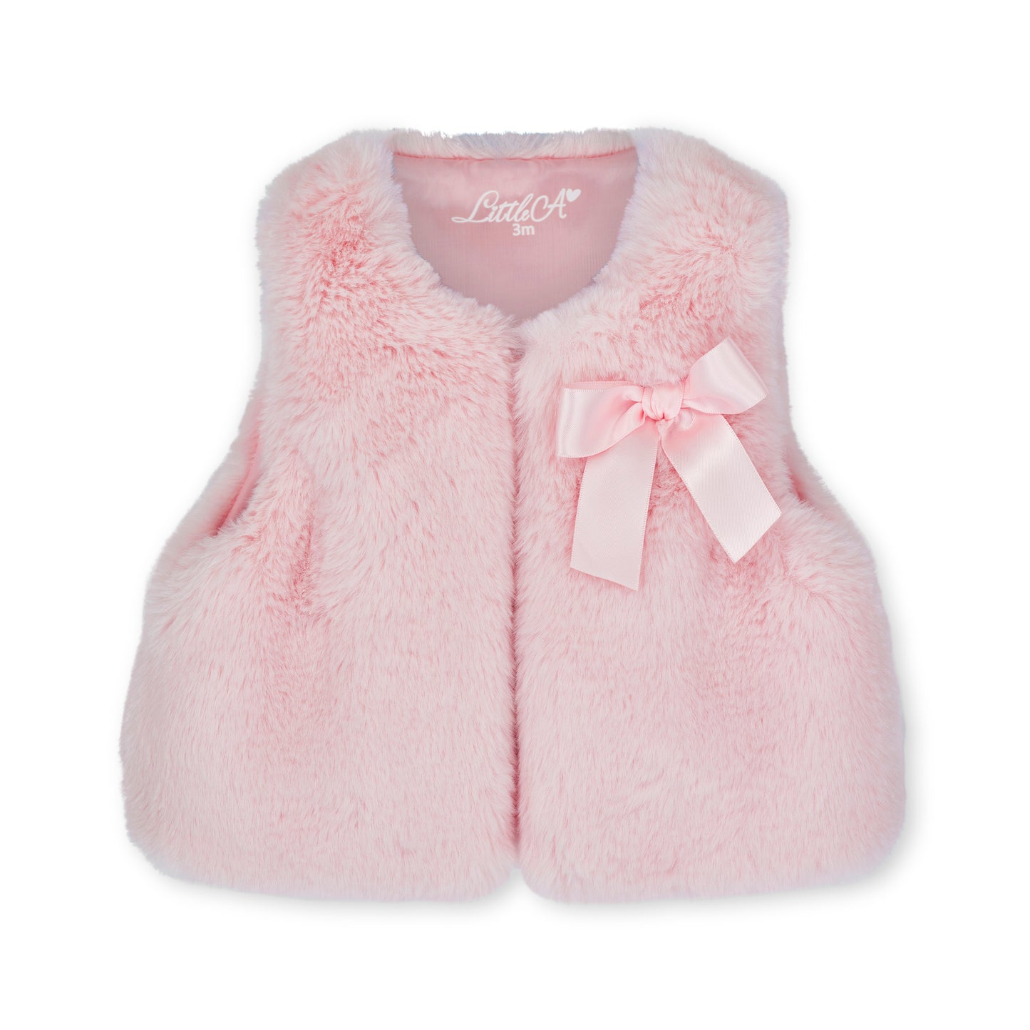 Little A - Pale pink faux fur gilet