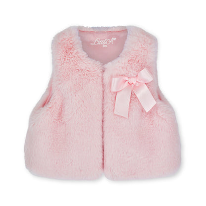 Little A - Pale pink faux fur gilet