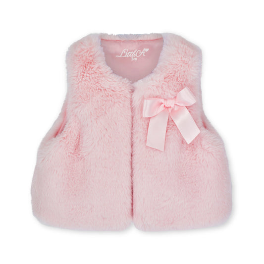 Little A - Pale pink faux fur gilet