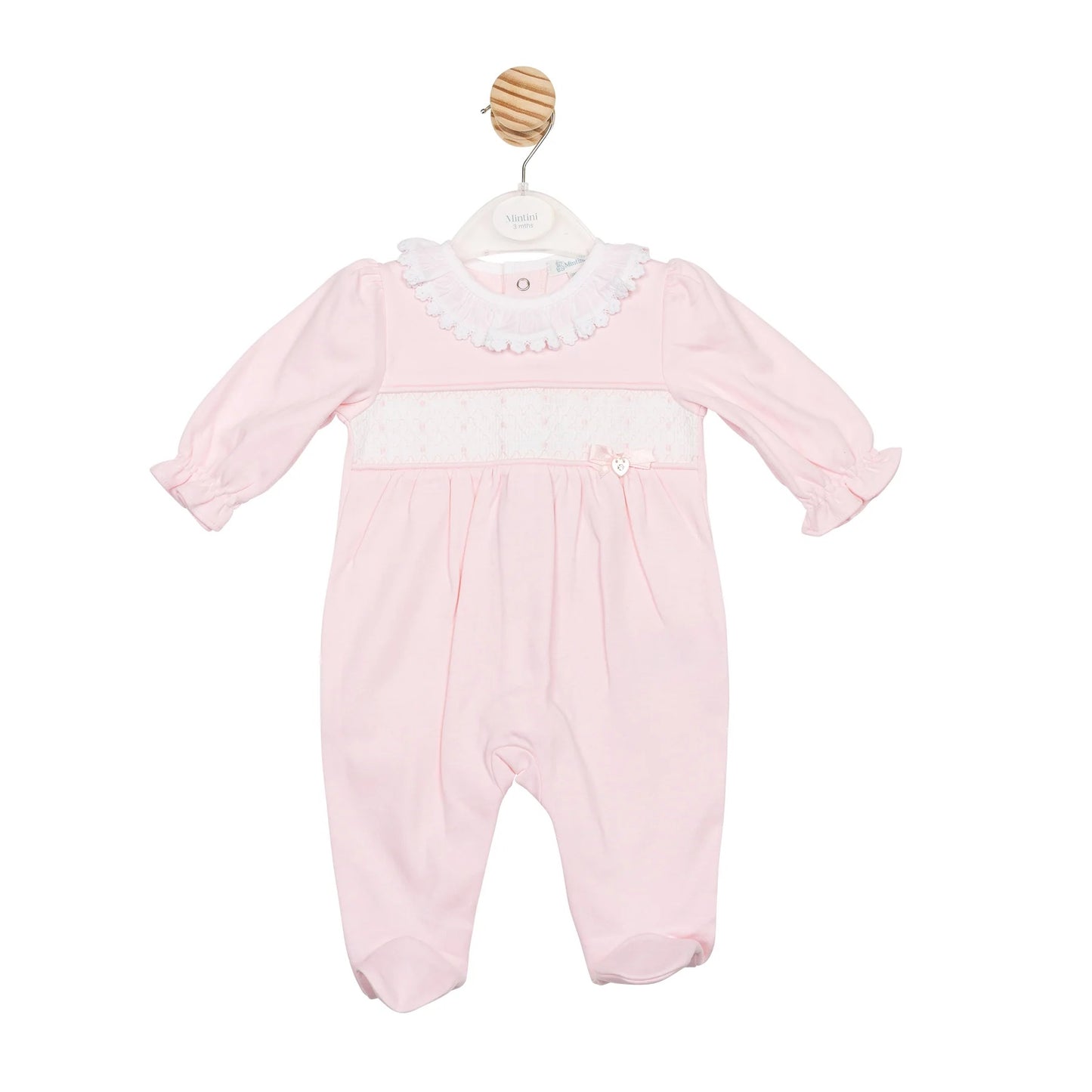Mintini - Light pink all in one with smocking detail