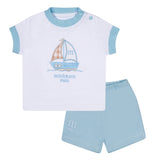Mitch & Son, 2 piece outfits, Mitch & Son - 2 piece shorts set, white and sky blue, Sutton