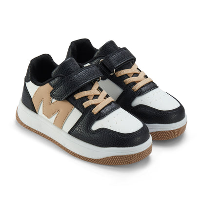 Mitch & Son - Black trainers with white and beige trim, Jump Low