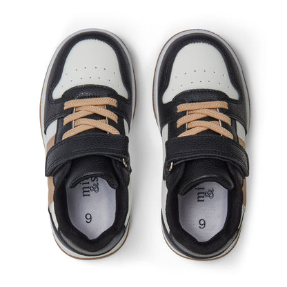 Mitch & Son - Black trainers with white and beige trim, Jump Low