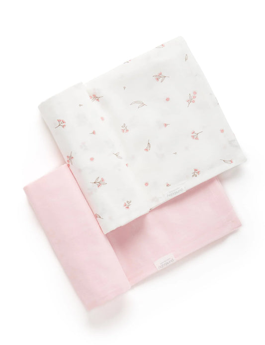 purebaby - 2 pack Muslin Wrap, Pink