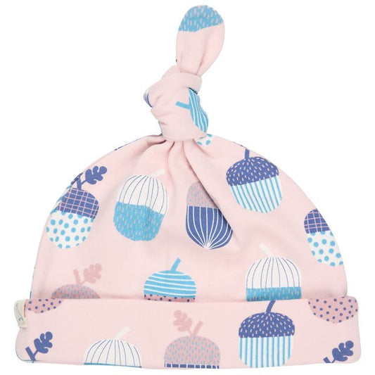 Pigeon Organics - Light pink pull on hat, acorn print