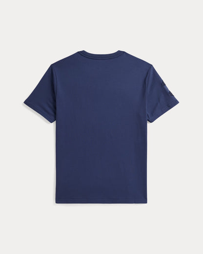 Ralph Lauren - Light navy crew neck T-shirt, large polo logo on left.