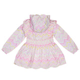 A'Dee, coats, A'Dee - White coat with pink and yellow chevron print, Leila