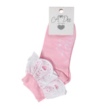 A'Dee, socks, A'Dee - Pink socks with Broderie Anglaise ruffle trim, Pink Fairy
