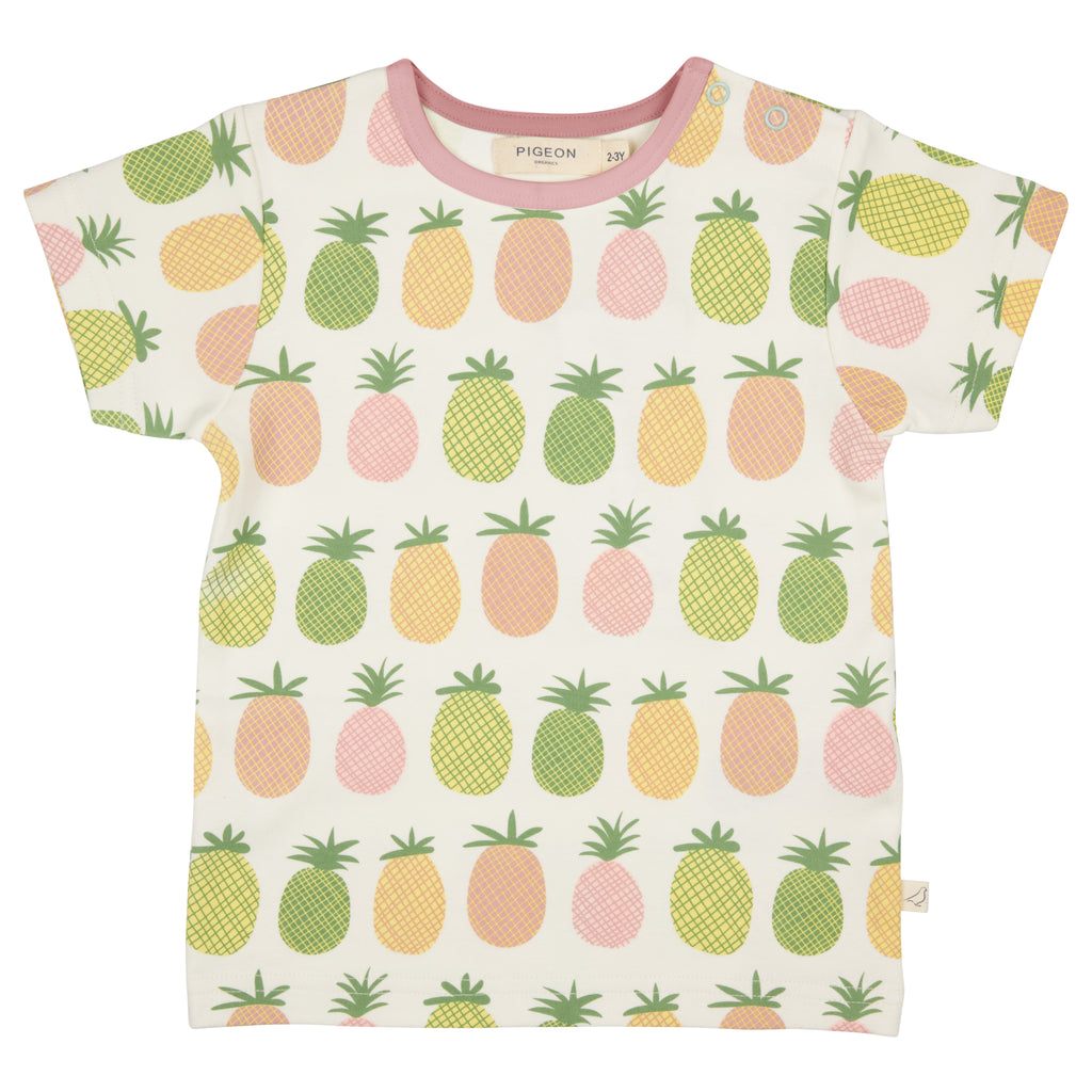Pigeon Organics, T-shirts, Pigeon Organics - Soft Jersey short sleeved T-shirt, pineapple print