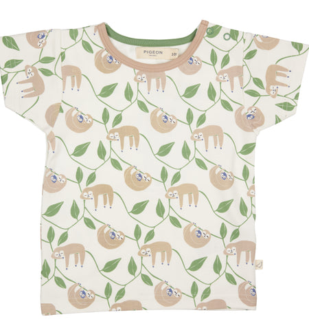 Pigeon Organics, T-shirts, Pigeon Organics - Soft Jersey short sleeved T-shirt, Sloth print