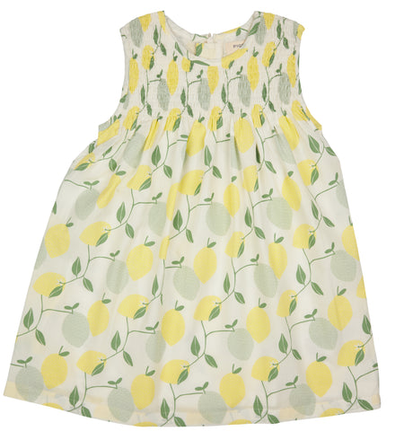 Pigeon Organics, dresses, Pigeon - Sleeveless smock Lemon print dress