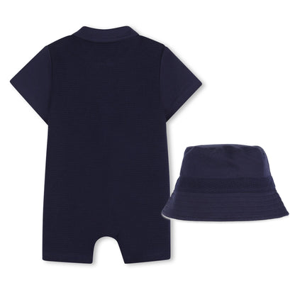 Timberland -  Navy blue romper and matching hat