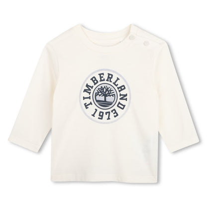 Timberland - Cream long sleeved T-Shirt with front print