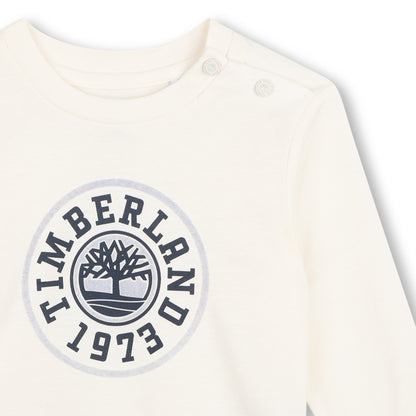 Timberland - Cream long sleeved T-Shirt with front print