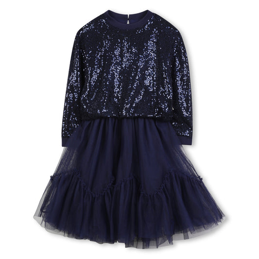 Billieblush - Navy sparkle dress with tule skirt
