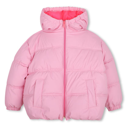 Billieblush - Pink padded hooded coat, Billienlush detail on back