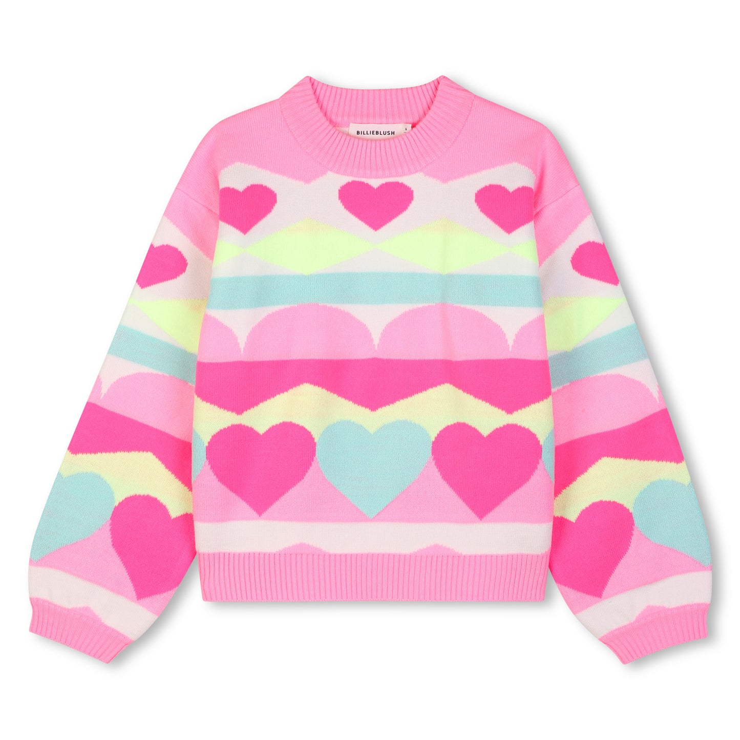 Billieblush - Pink knit sweater, heart pattern