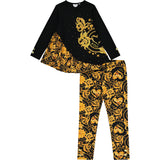 A'Dee, 2 piece legging outfits, A'Dee - Black and gold 2 piece legging set, Babs