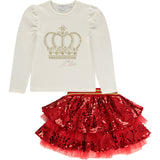 A'Dee, skirt outfits, A'Dee -  Red sequin, 2 piece skirt set, Chloe
