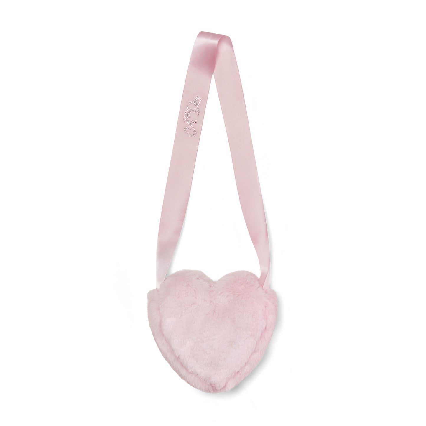 Little A - Heart, faux fur cross body handbag, light pink