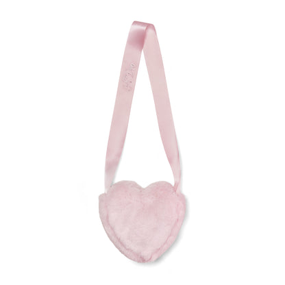 Little A - Heart, faux fur cross body handbag, light pink