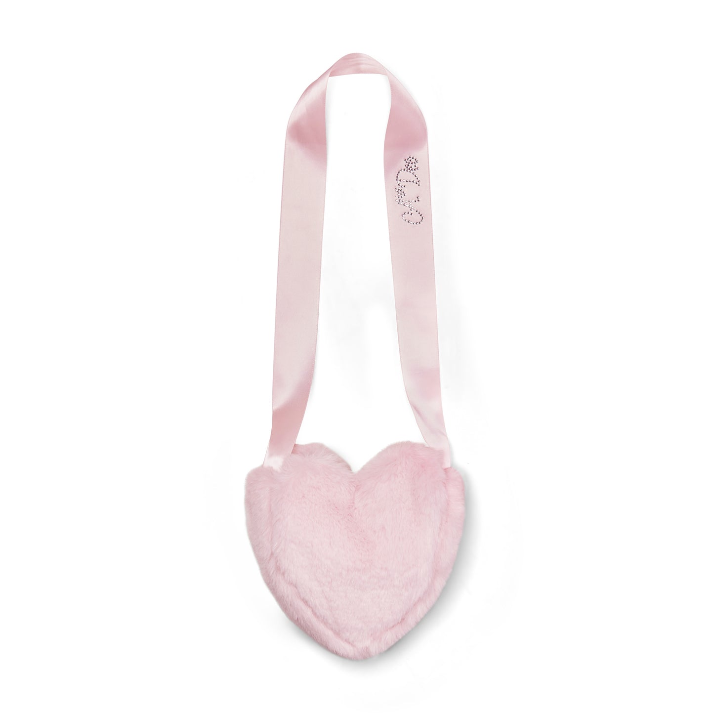Little A - Heart, faux fur cross body handbag, light pink