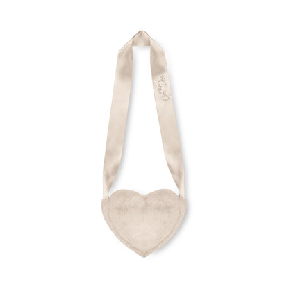 Little A - Heart, faux fur cross body handbag, stone beige