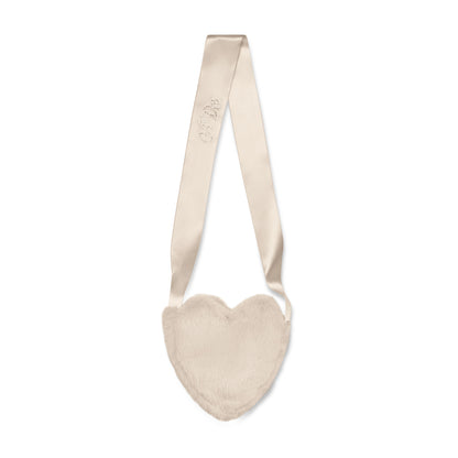 Little A - Heart, faux fur cross body handbag, stone beige