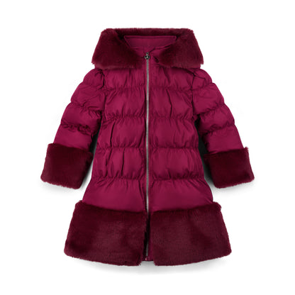 A'Dee - Burgandy coat with faux fur trim