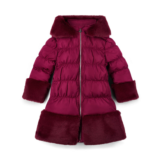 A'Dee - Burgandy coat with faux fur trim