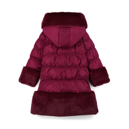 A'Dee - Burgandy coat with faux fur trim