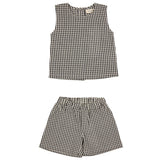 Pigeon Organics, 2 piece shorts sets, Pigeon Organics - 2 piece, shorts and top outfit, black and cream check